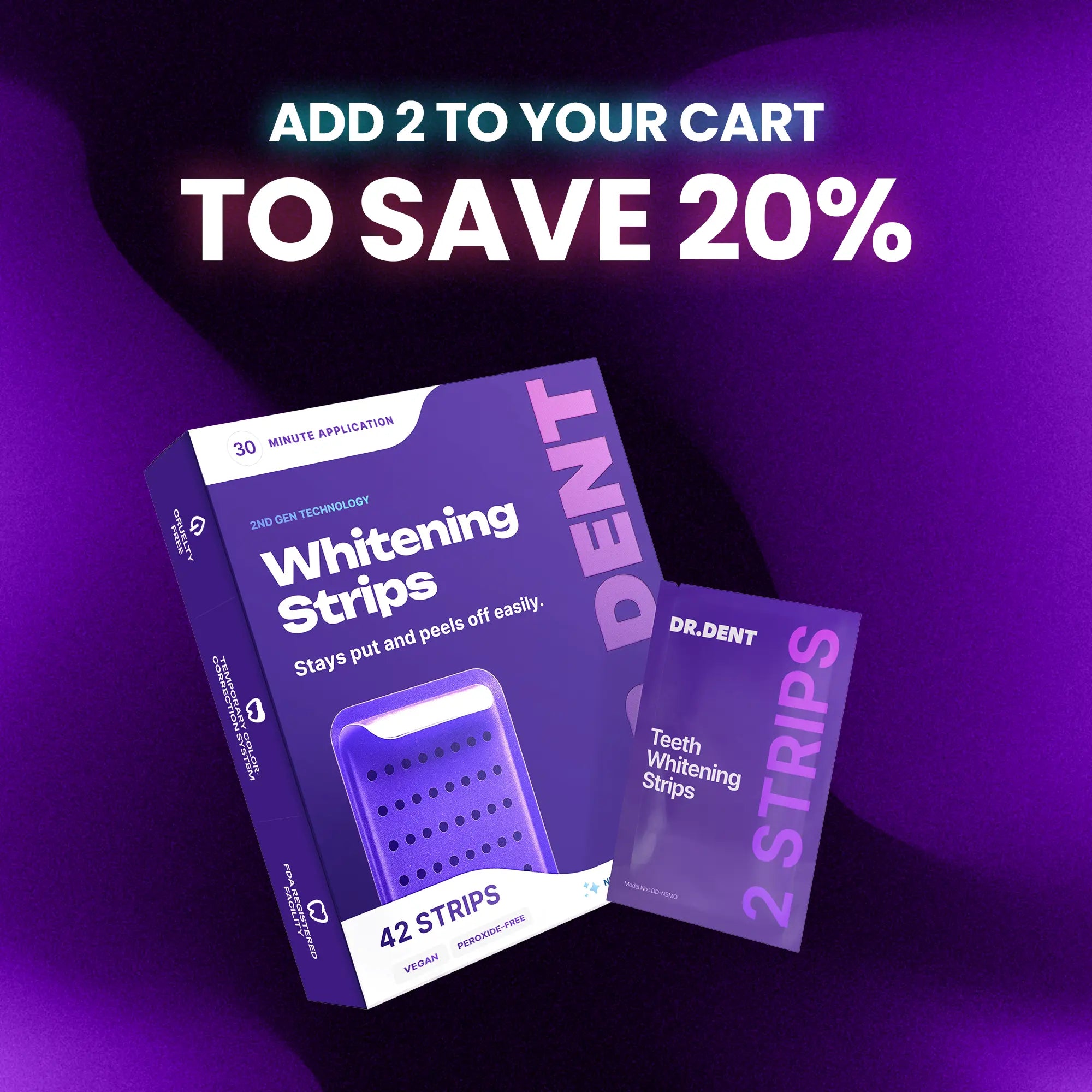 Elevate Your Smile with DRDENT Purple Teeth Whitening Strips - 7 or 21 Sessions of Gentle, Peroxide-Free Whitening for a Radiant Look