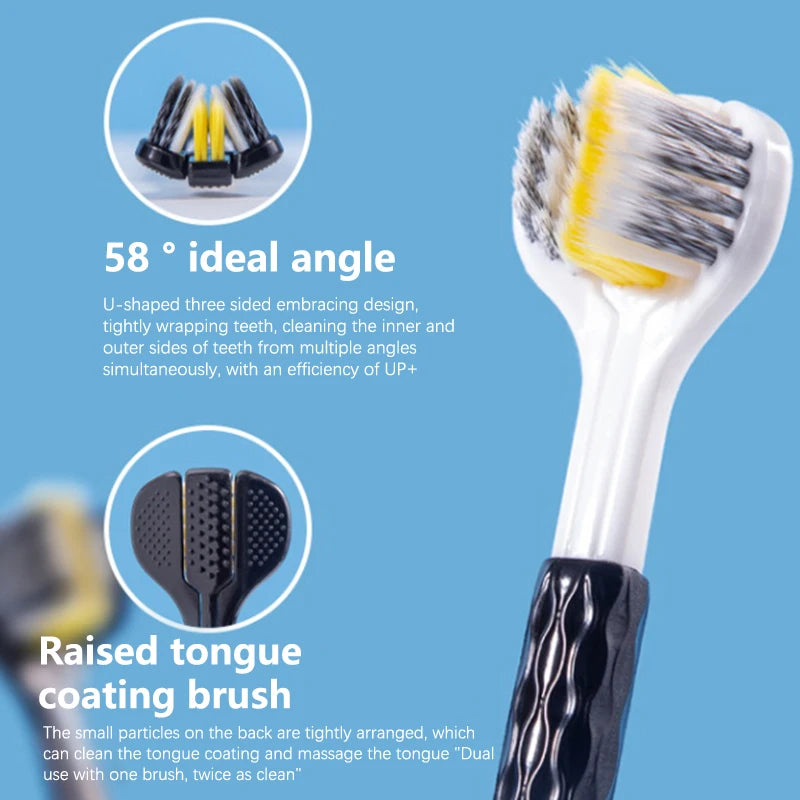 Three Sided Soft Hair Tooth Toothbrush Adult Toothbrush Ultra Fine Soft Bristle Oral Care Teeth Brush for Oral Health Clean