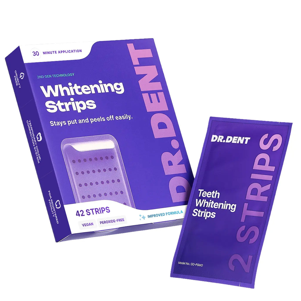 Elevate Your Smile with DRDENT Purple Teeth Whitening Strips - 7 or 21 Sessions of Gentle, Peroxide-Free Whitening for a Radiant Look