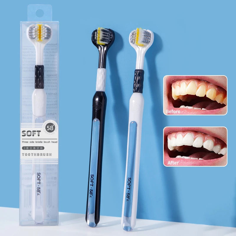 Three Sided Soft Hair Tooth Toothbrush Adult Toothbrush Ultra Fine Soft Bristle Oral Care Teeth Brush for Oral Health Clean