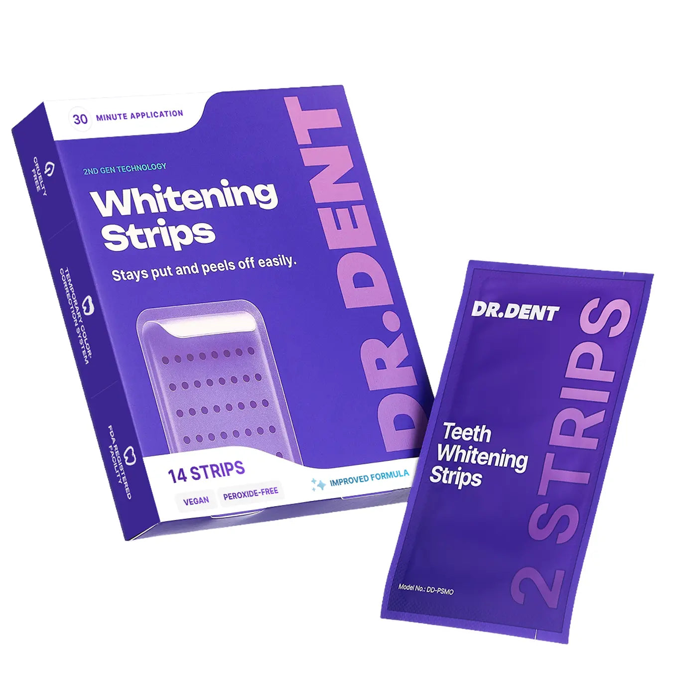 Elevate Your Smile with DRDENT Purple Teeth Whitening Strips - 7 or 21 Sessions of Gentle, Peroxide-Free Whitening for a Radiant Look