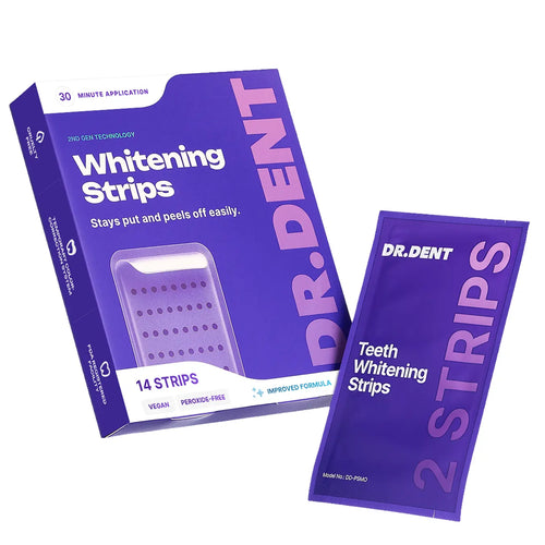 Elevate Your Smile with DRDENT Purple Teeth Whitening Strips - 7 or 21 Sessions of Gentle, Peroxide-Free Whitening for a Radiant Look